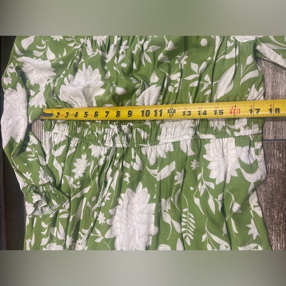 🌱🍃Ava & Viv Women Prairie Boho Green Floral Smock Maxi Dress Size X🌱🍃 - Picture 5 of 8